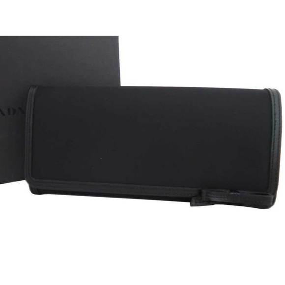 Prada Black Wallet Ribbon Leather Nylon Long Fold - Picture 1 of 5